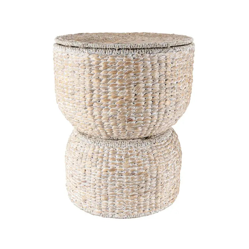 18 Hourglass Handwoven Hyacinth Storage Accent Table with Lid