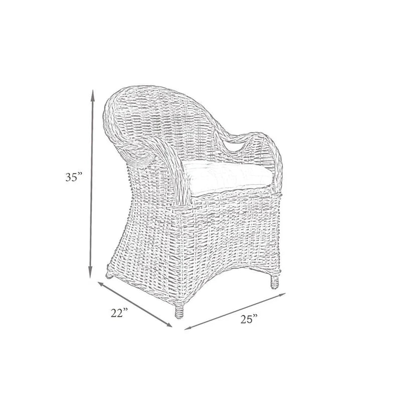 Natural Rattan Handwoven Wicker Armchair With Cushion