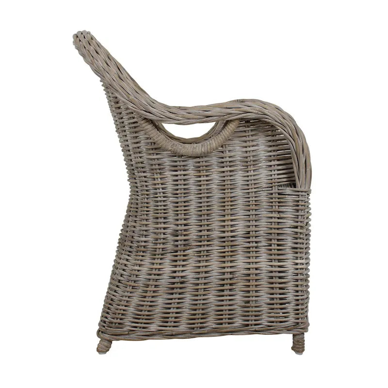 Natural Rattan Handwoven Wicker Armchair With Cushion