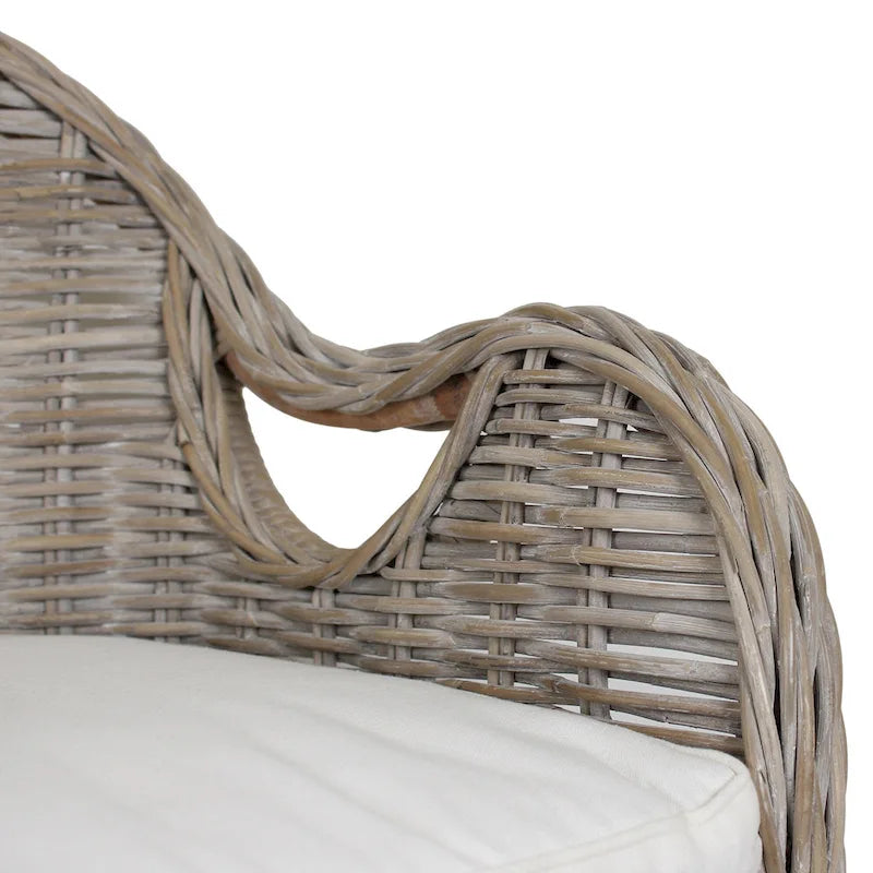 Natural Rattan Handwoven Wicker Armchair With Cushion