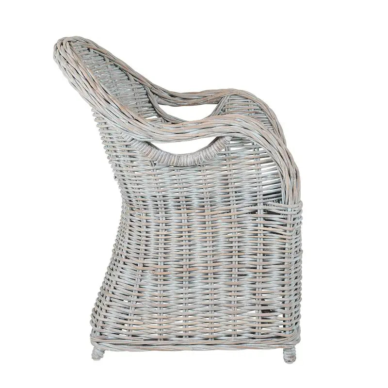Natural Rattan Handwoven Wicker Armchair With Cushion
