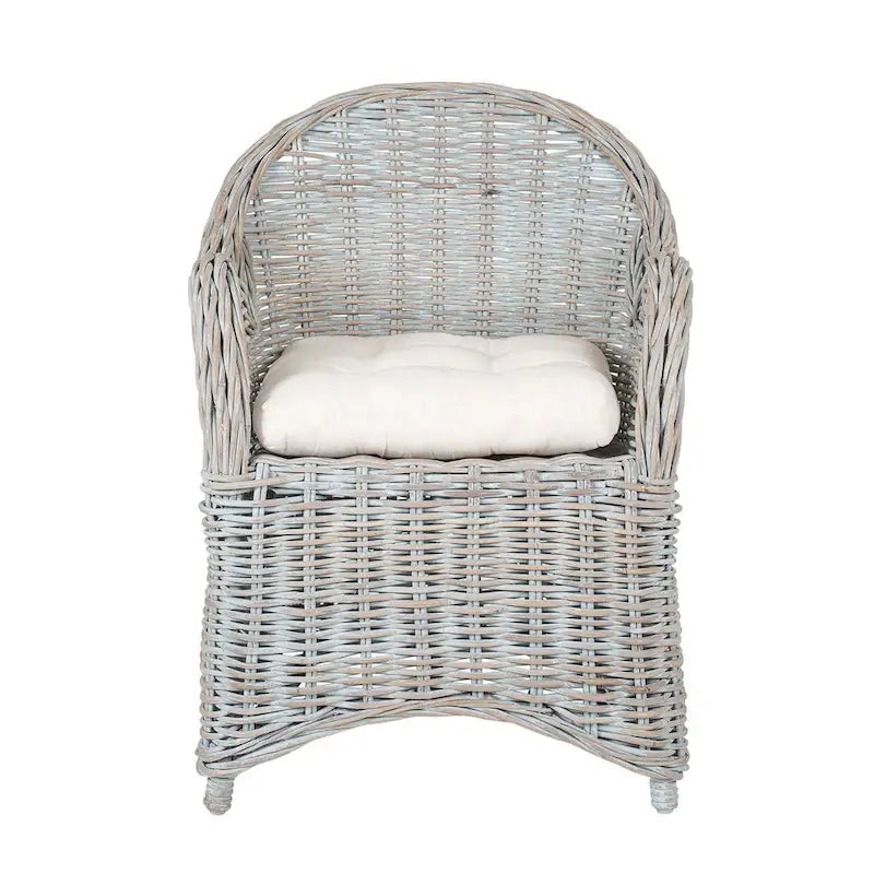 Natural Rattan Handwoven Wicker Armchair With Cushion