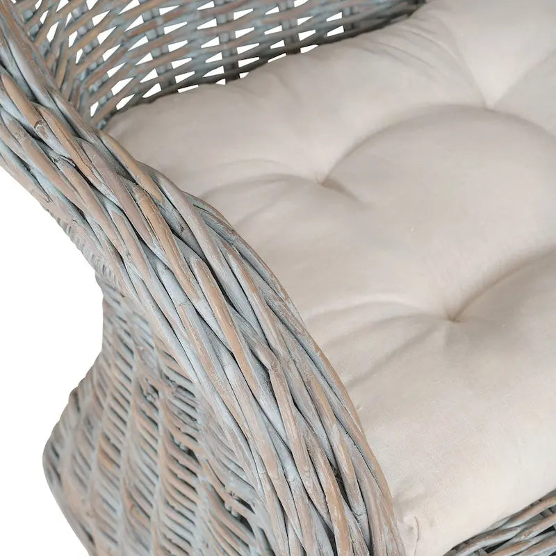 Natural Rattan Handwoven Wicker Armchair With Cushion