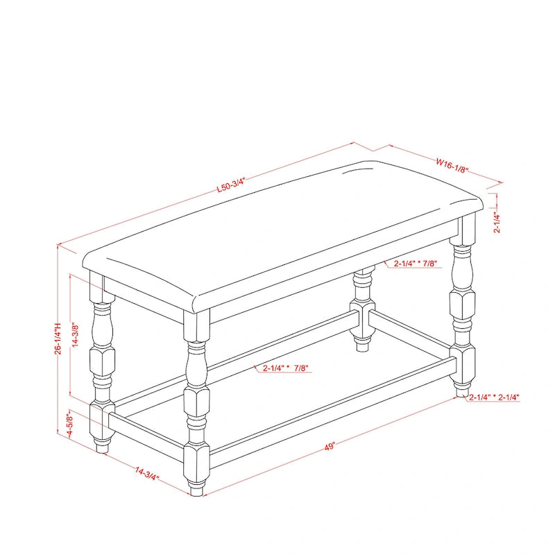 Farmhouse 50-inch Counter Height Bench