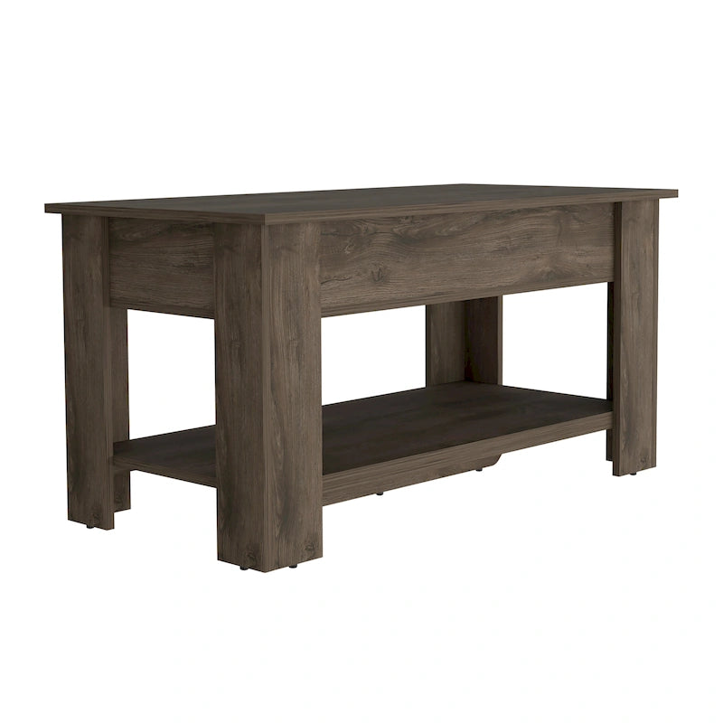 Austin 40-inch Wide Storage Table with 1 Extendable Table Shelf, 4 Legs, and Lower Shelf