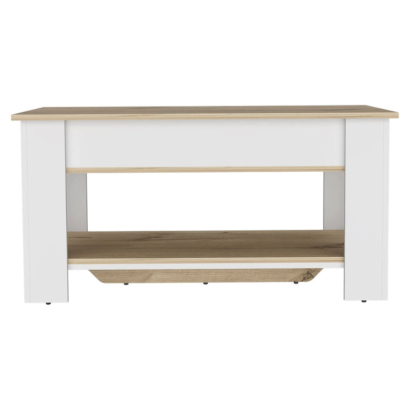Austin 40-inch Wide Storage Table with 1 Extendable Table Shelf, 4 Legs, and Lower Shelf