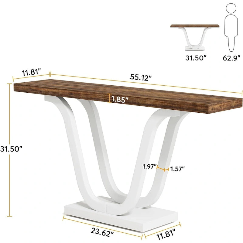 Farmhouse Console Table, 55 Inch Wood Sofa Table Entryway Table