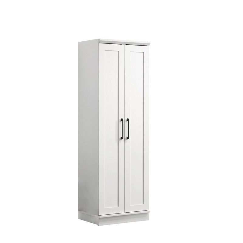 White Sleek Storage Cabinet with Framed Panel Design