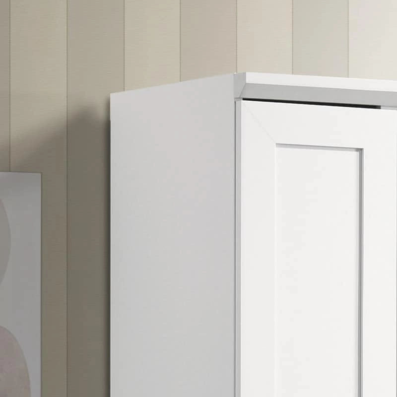 White Sleek Storage Cabinet with Framed Panel Design