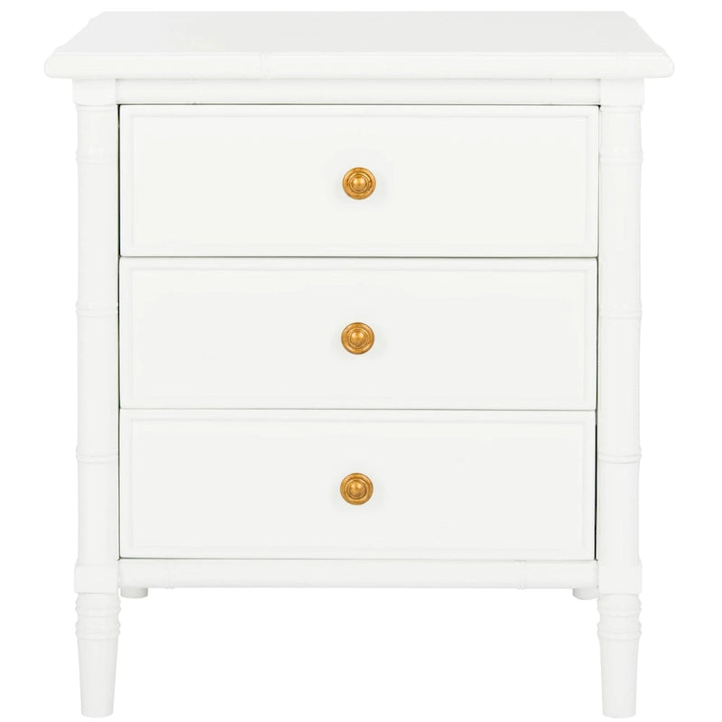 Modern Coastal 3-Drawer Navy Bamboo Nightstand