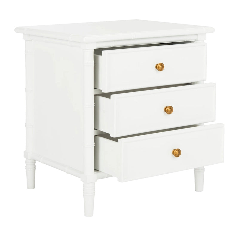 Modern Coastal 3-Drawer Navy Bamboo Nightstand