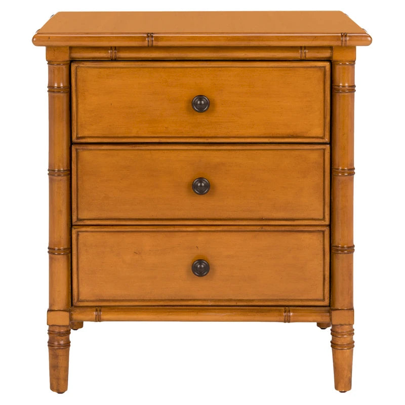 Modern Coastal 3-Drawer Navy Bamboo Nightstand