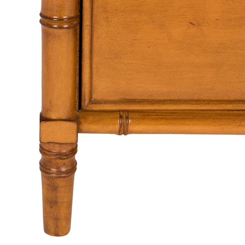 Modern Coastal 3-Drawer Navy Bamboo Nightstand
