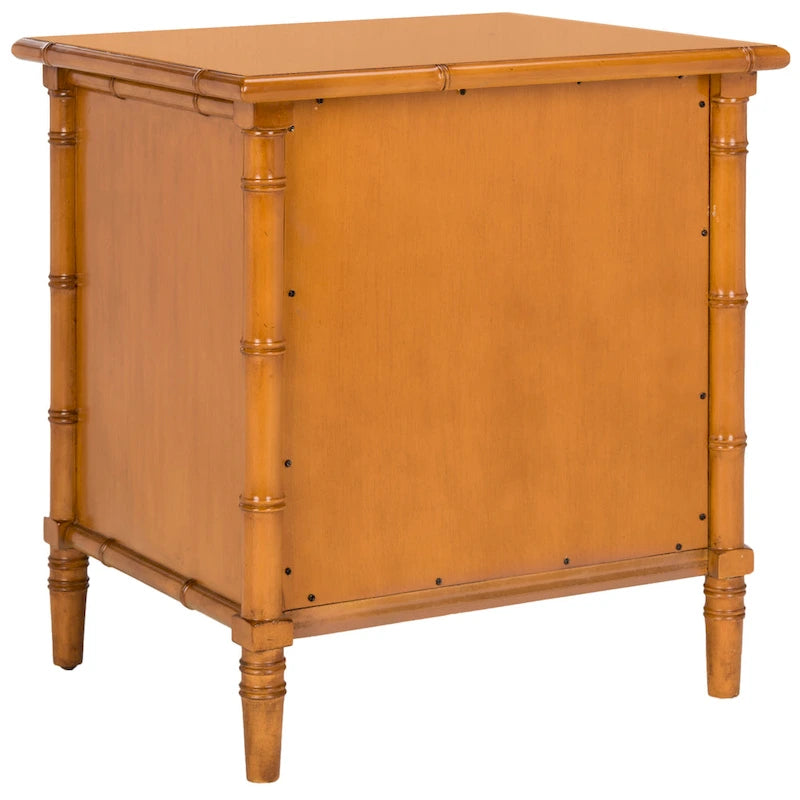 Modern Coastal 3-Drawer Navy Bamboo Nightstand