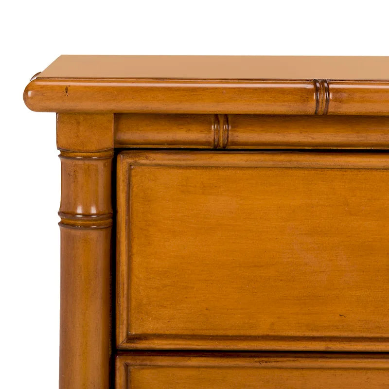 Modern Coastal 3-Drawer Navy Bamboo Nightstand