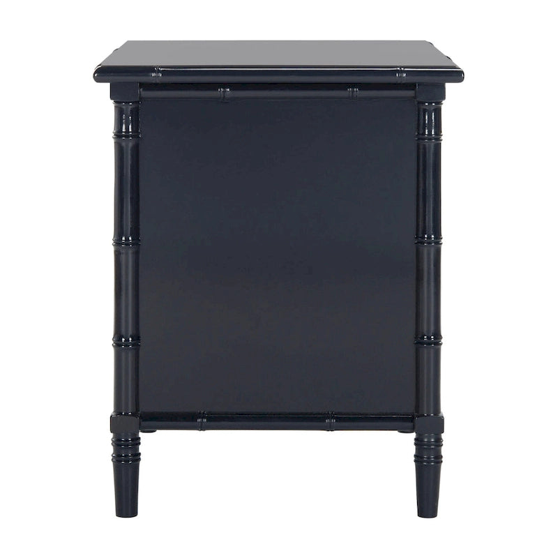 Modern Coastal 3-Drawer Navy Bamboo Nightstand