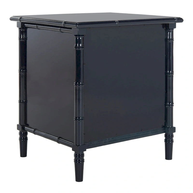 Modern Coastal 3-Drawer Navy Bamboo Nightstand