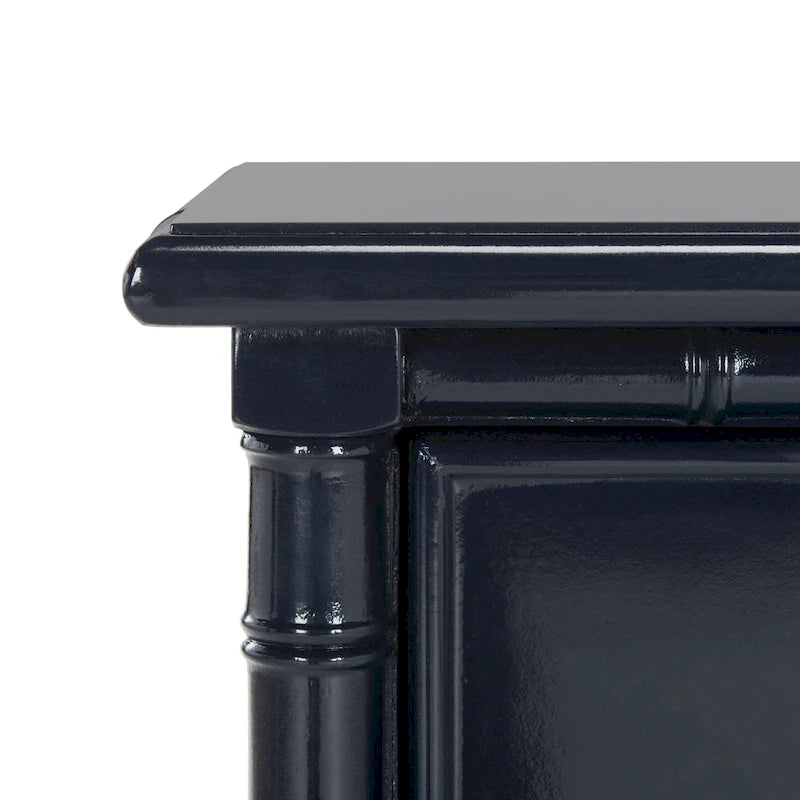 Modern Coastal 3-Drawer Navy Bamboo Nightstand