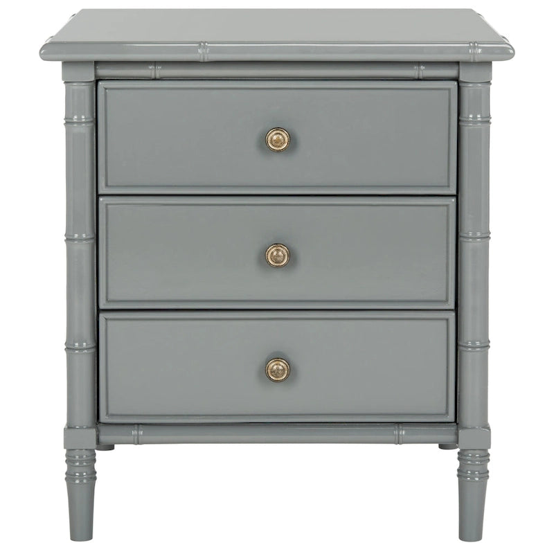 Modern Coastal 3-Drawer Navy Bamboo Nightstand