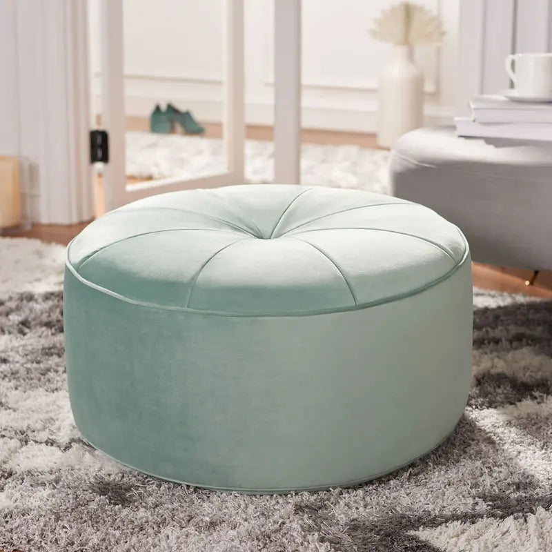 Round Velvet Pouf Ottoman