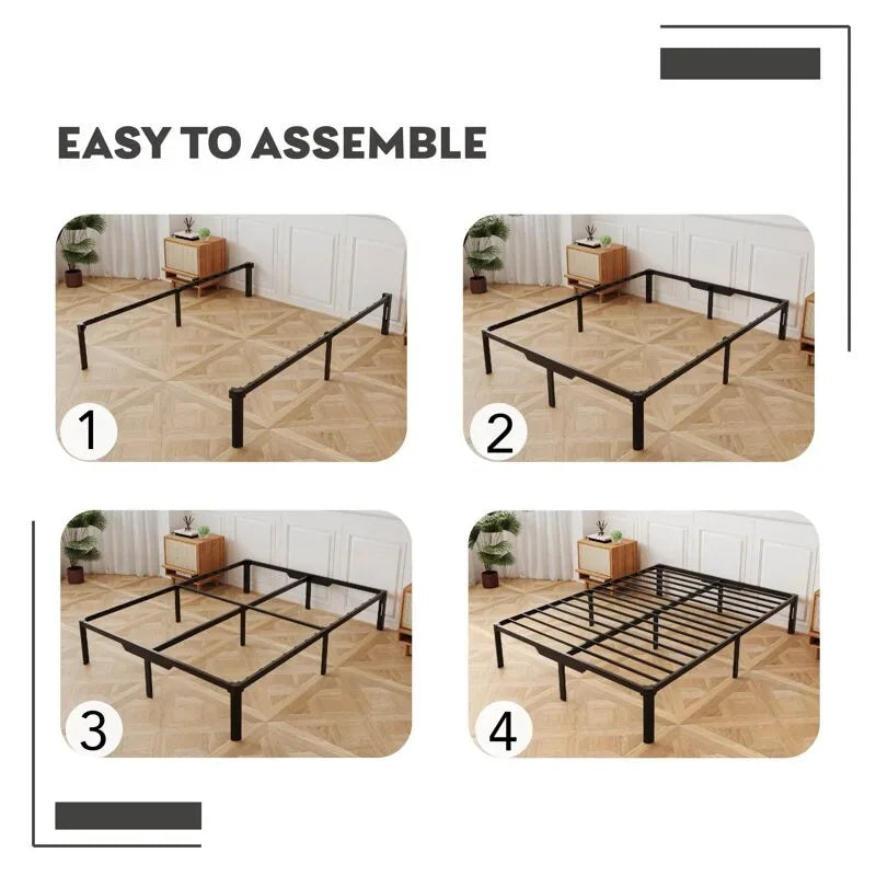 14 Metal Bed Frame with Easy Assembly & Storage Underneath