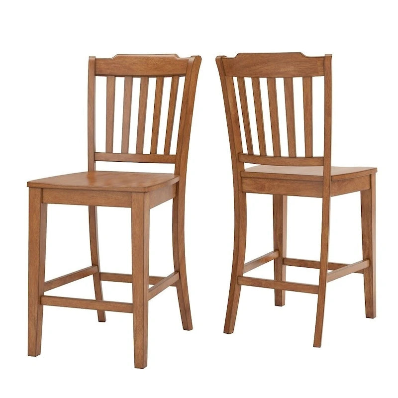 Slat Back Wood Counter Chairs (Set of 2) Classic