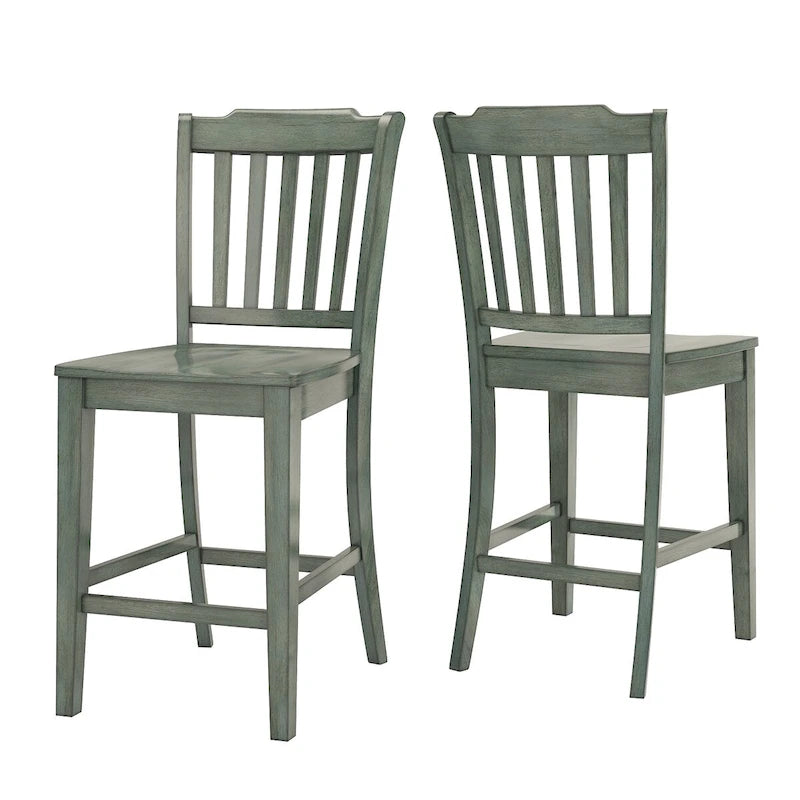 Slat Back Wood Counter Chairs (Set of 2) Classic