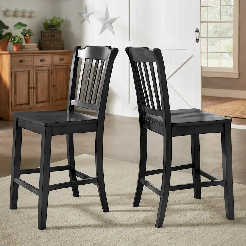 Slat Back Wood Counter Chairs (Set of 2) Classic