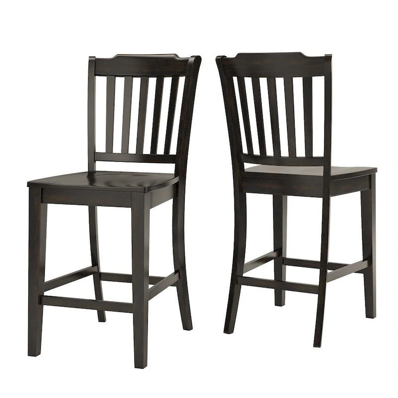 Slat Back Wood Counter Chairs (Set of 2) Classic