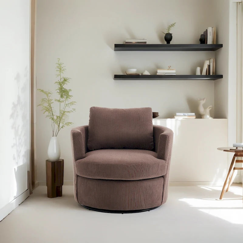360 swivel barrel chair, comfortable round sofa chair for living room, suitable for nursery, hotel, bedroom, office