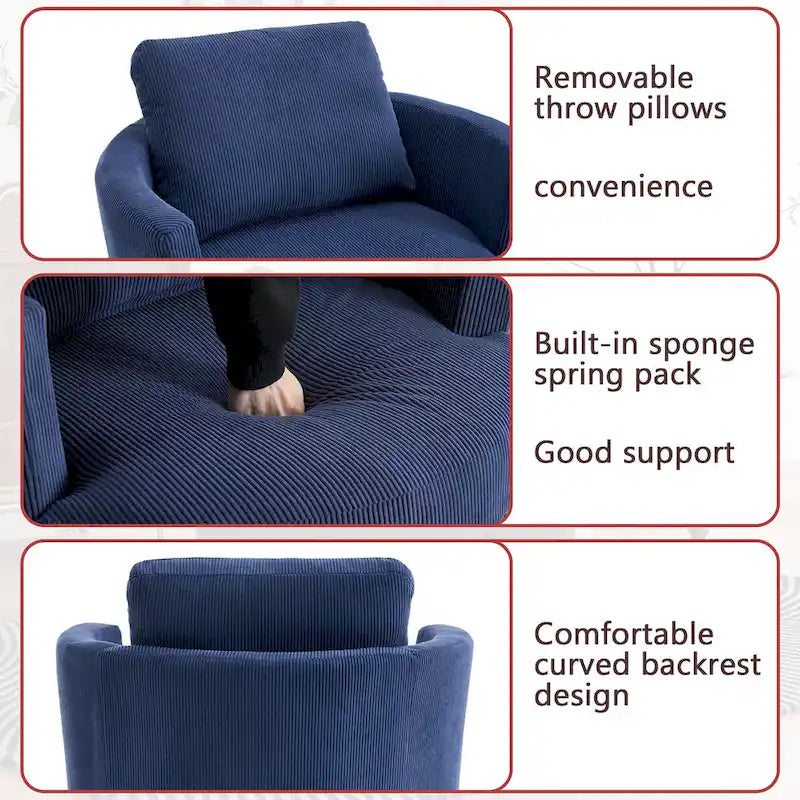 360 swivel barrel chair, comfortable round sofa chair for living room, suitable for nursery, hotel, bedroom, office