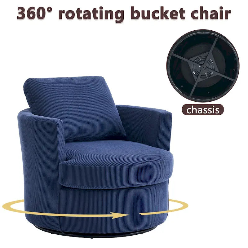 360 swivel barrel chair, comfortable round sofa chair for living room, suitable for nursery, hotel, bedroom, office