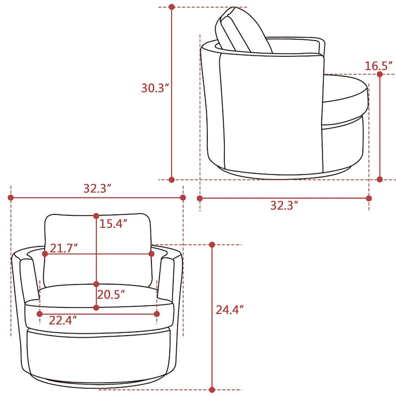 360 swivel barrel chair, comfortable round sofa chair for living room, suitable for nursery, hotel, bedroom, office
