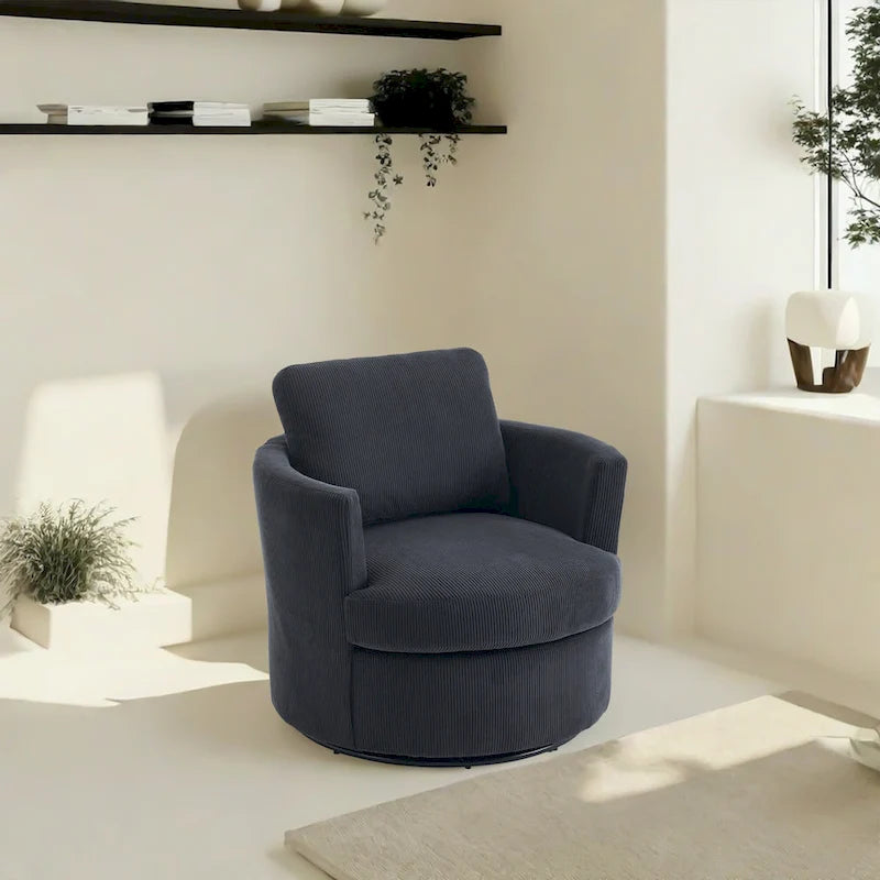 360 swivel barrel chair, comfortable round sofa chair for living room, suitable for nursery, hotel, bedroom, office