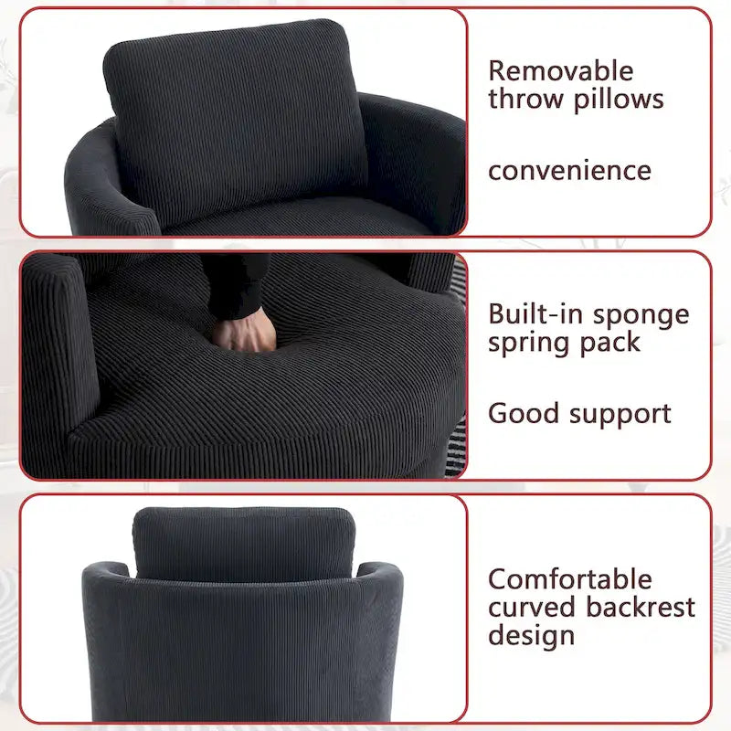 360 swivel barrel chair, comfortable round sofa chair for living room, suitable for nursery, hotel, bedroom, office