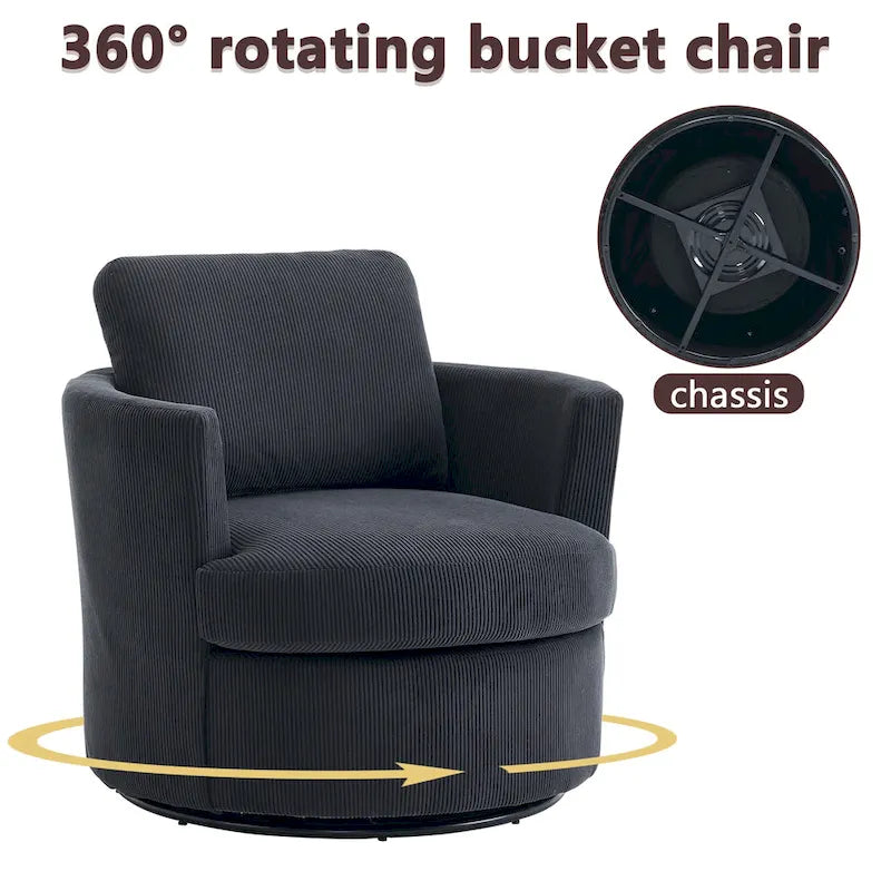 360 swivel barrel chair, comfortable round sofa chair for living room, suitable for nursery, hotel, bedroom, office
