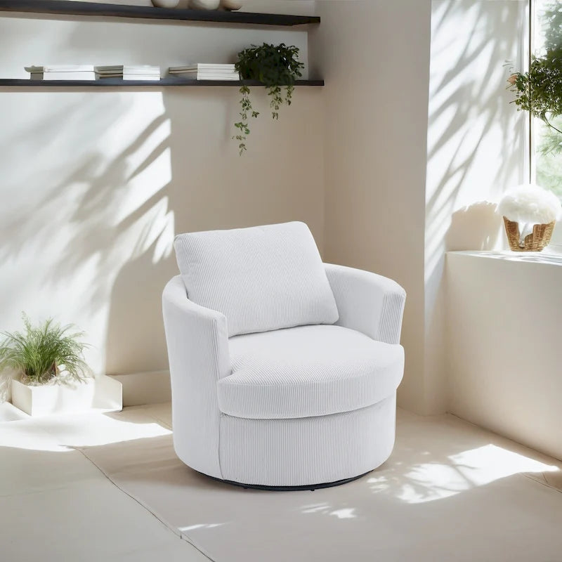 360 swivel barrel chair, comfortable round sofa chair for living room, suitable for nursery, hotel, bedroom, office