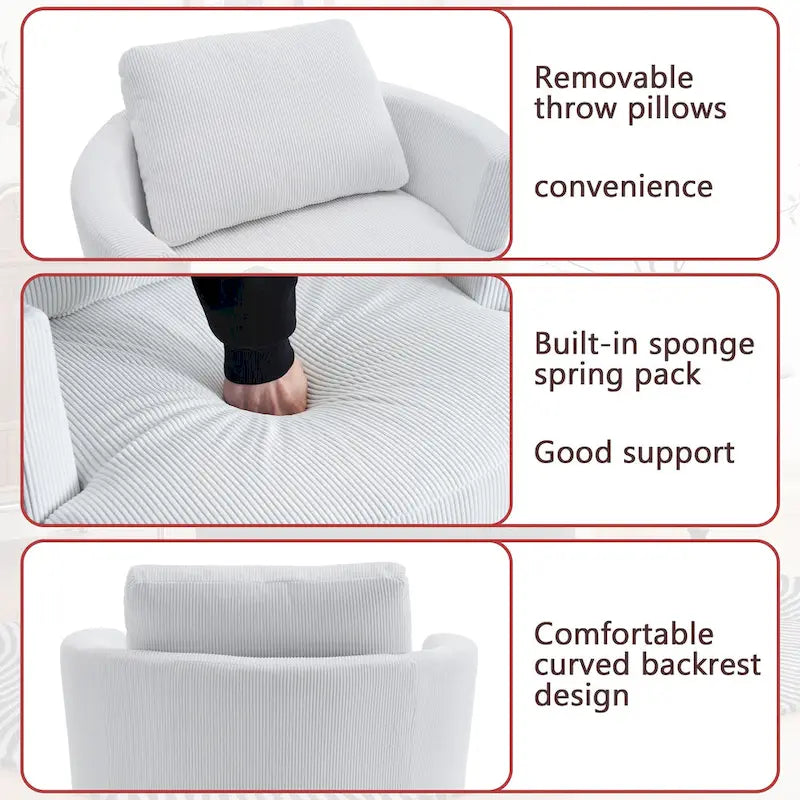 360 swivel barrel chair, comfortable round sofa chair for living room, suitable for nursery, hotel, bedroom, office