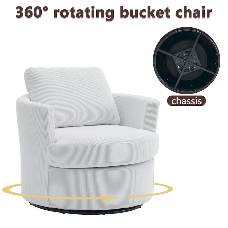 360 swivel barrel chair, comfortable round sofa chair for living room, suitable for nursery, hotel, bedroom, office