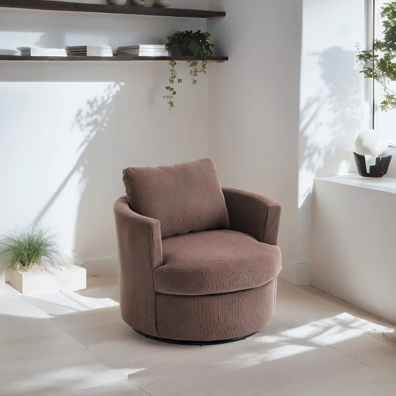 360 swivel barrel chair, comfortable round sofa chair for living room, suitable for nursery, hotel, bedroom, office