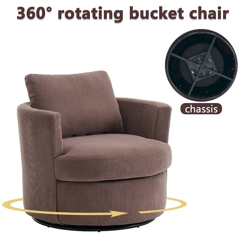 360 swivel barrel chair, comfortable round sofa chair for living room, suitable for nursery, hotel, bedroom, office