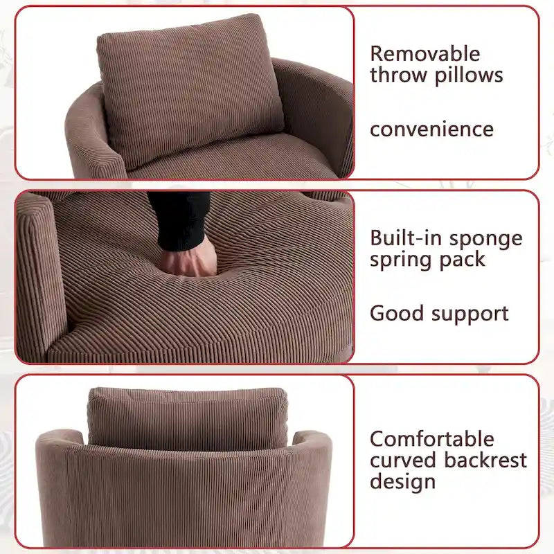 360 swivel barrel chair, comfortable round sofa chair for living room, suitable for nursery, hotel, bedroom, office