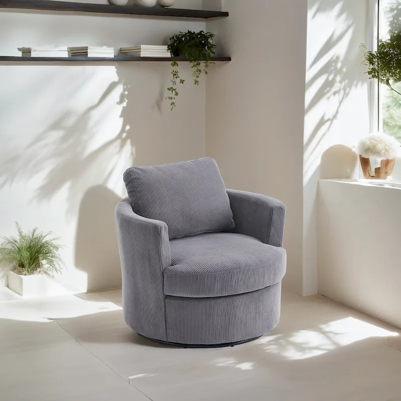 360 swivel barrel chair, comfortable round sofa chair for living room, suitable for nursery, hotel, bedroom, office