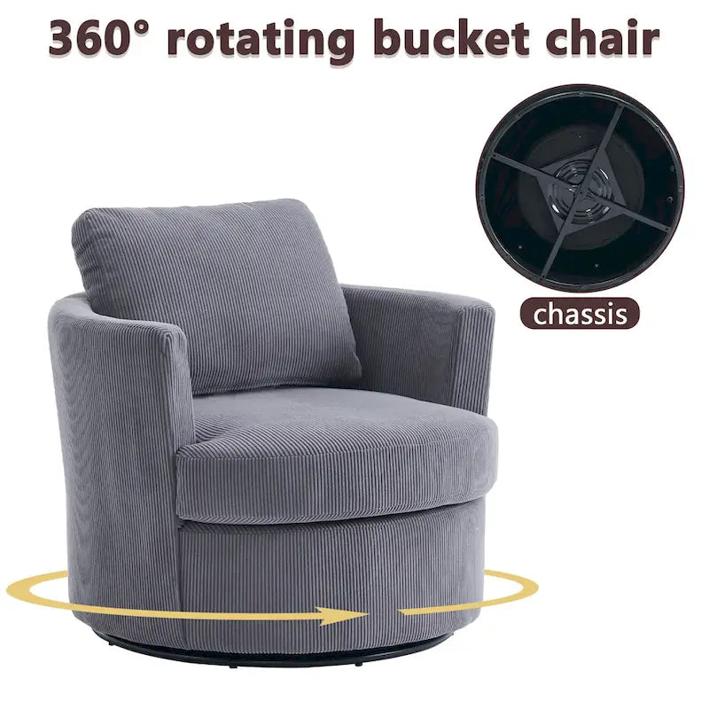 360 swivel barrel chair, comfortable round sofa chair for living room, suitable for nursery, hotel, bedroom, office