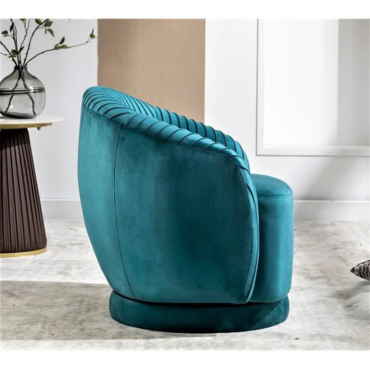 Contemporary Velvet Swivel Barrel Chair with 360 Spin Capability Round Accent One-Seater Sofa