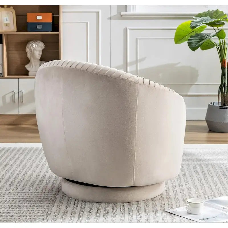 Contemporary Velvet Swivel Barrel Chair with 360 Spin Capability Round Accent One-Seater Sofa