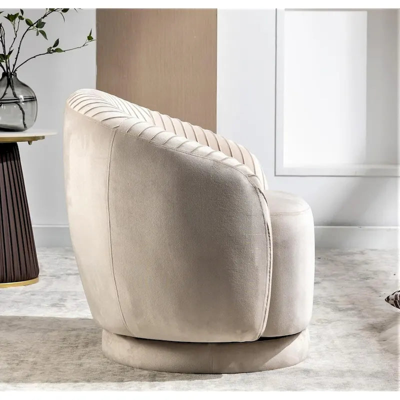 Contemporary Velvet Swivel Barrel Chair with 360 Spin Capability Round Accent One-Seater Sofa