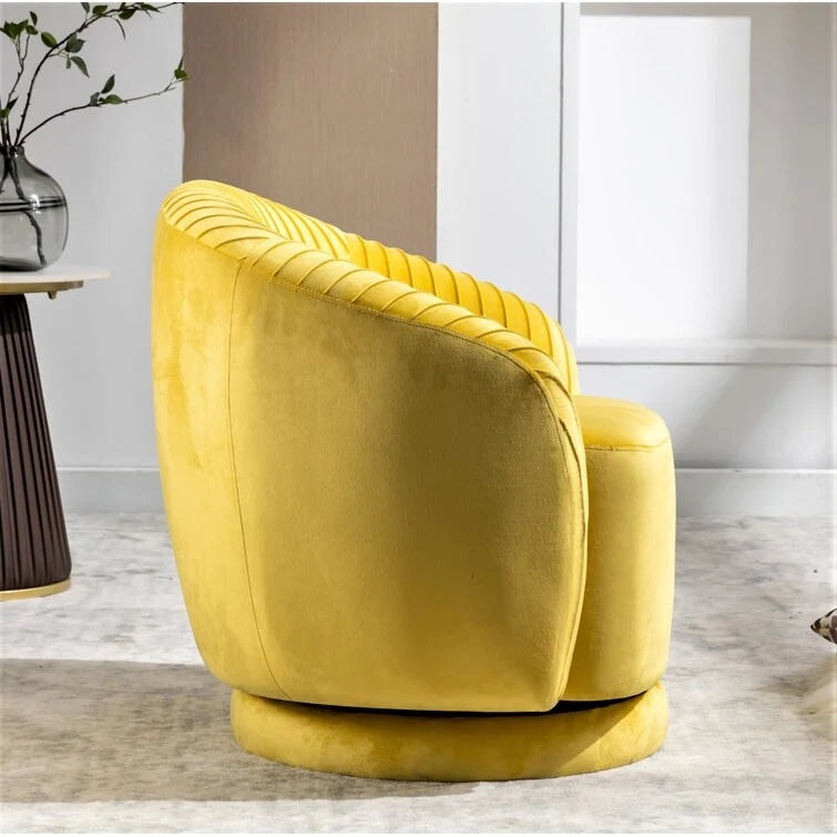 Contemporary Velvet Swivel Barrel Chair with 360 Spin Capability Round Accent One-Seater Sofa