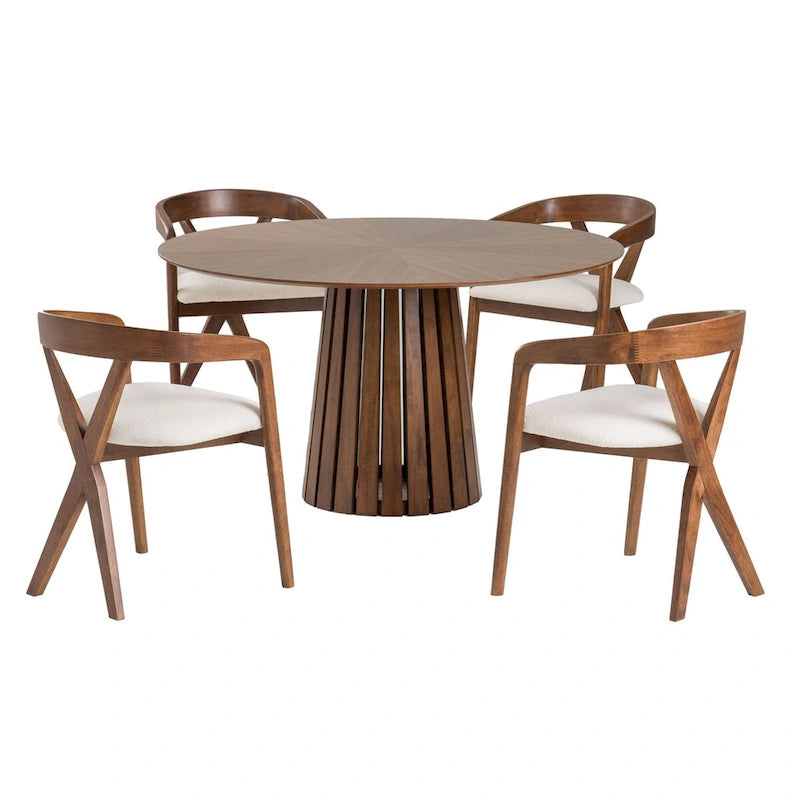 Mid-Century Modern Walnut Round Dining Table