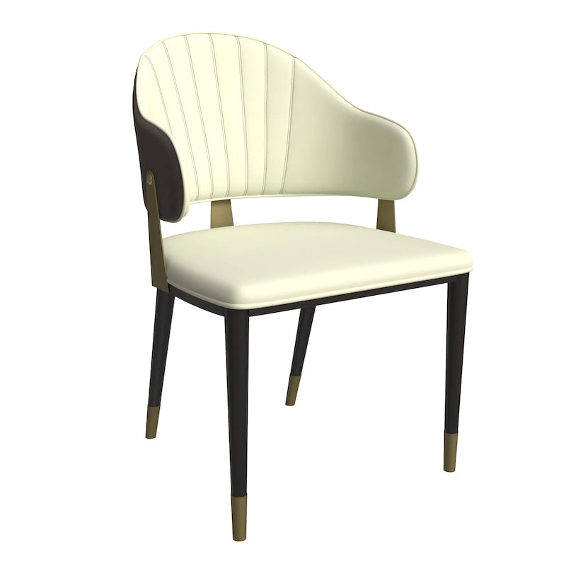 Leather Dining Chair in Iron with Gold Accents Design Modern Ergonomic Side Chair